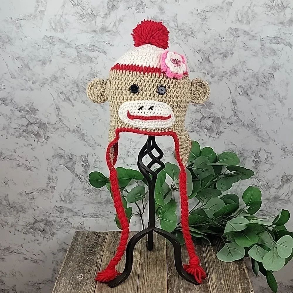 Handmade sock monkey beanie kids
